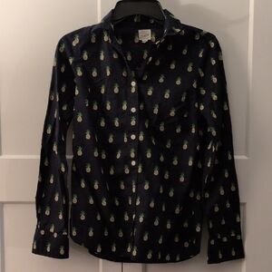 J. Crew Navy Pineapple Print Shirt